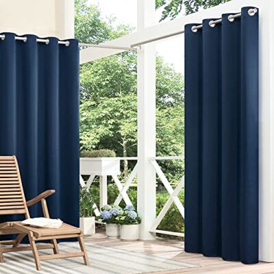 Eclipse Bradford Waterproof Blackout Thermal Insulated Grommet Outdoor Curtain for Patio or Porch (1 Panel), 52 in x 63 in, Navy Eclipse Bradford Waterproof Blackout Thermal Insulated Grommet Outdoor Curtain for Patio or Porch (1 Panel), 52 in x 63 in, Navy