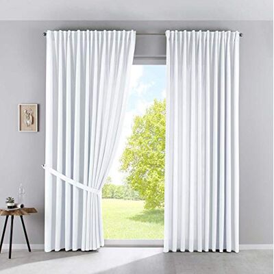 Gardinenbox Uppsättning av 2 gardiner ogenomskinliga "Palermo" H x B 250 x 300 cm, vita gardiner, extra breda, matt, genomskinliga, dolda öglor, gardinband, 10 0002651-2 Gardinenbox Uppsättning av 2 gardiner ogenomskinliga "Palermo" H x B 250 x 300 cm, vita gardiner, extra breda, matt, genomskinliga, dolda öglor, gardinband, 10 0002651-2