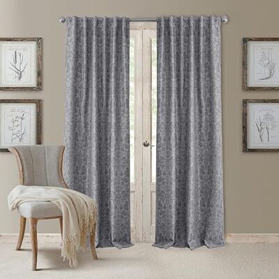 Threadmade Elrene mörkläggningsstång ficka/baksida flik fönster gardinpanel, tyg, silver, 132 cm B x 274 cm L (paket med 1) Threadmade Elrene mörkläggningsstång ficka/baksida flik fönster gardinpanel, tyg, silver, 132 cm B x 274 cm L (paket med 1)