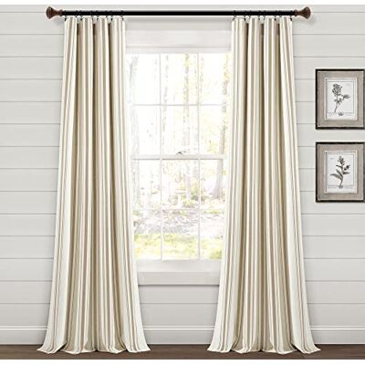 Lush Decor bondgård randig garn färgat miljövänligt återvunnen bomull fönster gardin panel par, 241 cm L x 107 cm B, neutral Lush Decor bondgård randig garn färgat miljövänligt återvunnen bomull fönster gardin panel par, 241 cm L x 107 cm B, neutral