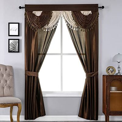 Regal Home Collections Amore 54 203 cm lyxig 5 st fäst valance, brunt fönstergardinset Regal Home Collections Amore 54 203 cm lyxig 5 st fäst valance, brunt fönstergardinset