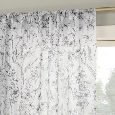 No. 918 Nej. 918 Ambree vintage blommig genomskinlig stång ficka gardin panel, 51 tum x 213 cm, svart/vit No. 918 Nej. 918 Ambree vintage blommig genomskinlig stång ficka gardin panel, 51 tum x 213 cm, svart/vit