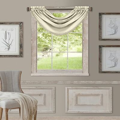 Elrene Home Fashions Alla säsonger rum mörkläggning volang för fönster, 132,1 x 91,4 cm, elfenbensfärgad Elrene Home Fashions Alla säsonger rum mörkläggning volang för fönster, 132,1 x 91,4 cm, elfenbensfärgad