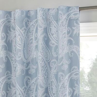 Sun Zero Pedra Paisley broderi 100% mörkläggning baksida flikgardin panel, 102 cm x 243 cm, lugn blå Sun Zero Pedra Paisley broderi 100% mörkläggning baksida flikgardin panel, 102 cm x 243 cm, lugn blå