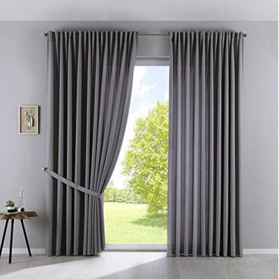Gardinenbox Uppsättning av 2 gardiner ogenomskinliga "Palermo" H x B 250 x 300 cm, grå gardiner, extra bred, matt, ljusgenomsläppliga dolda öglor, gardinband, 100002651-2 Gardinenbox Uppsättning av 2 gardiner ogenomskinliga "Palermo" H x B 250 x 300 cm, grå gardiner, extra bred, matt, ljusgenomsläppliga dolda öglor, gardinband, 100002651-2