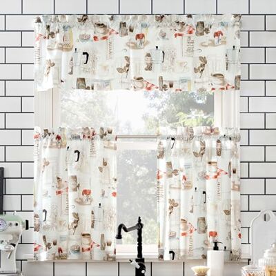 No. 918 Nej. 918 Bygd kafé halvren stång ficka kök gardin kappa och nivåer set, 137 cm x 61 cm, vit No. 918 Nej. 918 Bygd kafé halvren stång ficka kök gardin kappa och nivåer set, 137 cm x 61 cm, vit