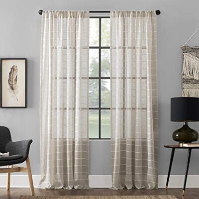 Clean Window Ren fönster twill rand anti-damm allergi/husdjur vänlig anti-damm ren gardinpanel, 132 cm x 95, vit/linne Clean Window Ren fönster twill rand anti-damm allergi/husdjur vänlig anti-damm ren gardinpanel, 132 cm x 95, vit/linne