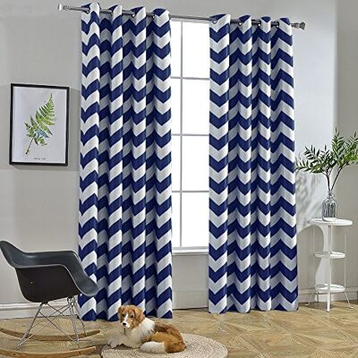 Melodieux Fashion Chevron Curtain for Living Room Dining Room, Darkening Blackout Grommet Top Window Drape Soundproof Thermal Insulated for Bedroom, 84 Inches Long, 52 by 84 Inch, Navy Blue (1 Panel) Melodieux Fashion Chevron Curtain for Living Room Dining Room, Darkening Blackout Grommet Top Window Drape Soundproof Thermal Insulated for Bedroom, 84 Inches Long, 52 by 84 Inch, Navy Blue (1 Panel)