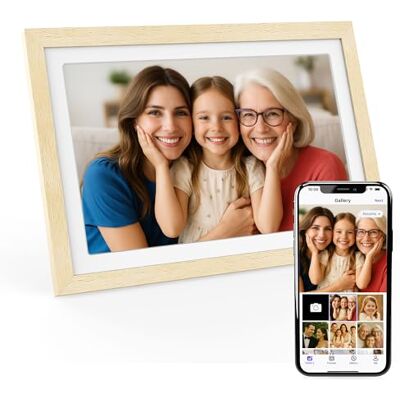 Xoro 10,1 tums WiFi, digital fotoram, 1920 x 1080 Full HD 1080P IPS Touch-skärm, 32 GB minne, automatisk rotation, bokträ, dela foton direkt från var som helst Xoro 10,1 tums WiFi, digital fotoram, 1920 x 1080 Full HD 1080P IPS Touch-skärm, 32 GB minne, automatisk rotation, bokträ, dela foton direkt från var som helst