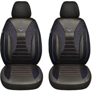 BREMER SITZBEZÜGE Mått bilskyddsöverdrag kompatibla med Kia Stonic förare och passagerarset från 2017/bil skyddsöverdrag velour konstläder set 2-pack i svart/blå söm BREMER SITZBEZÜGE Mått bilskyddsöverdrag kompatibla med Kia Stonic förare och passagerarset från 2017/bil skyddsöverdrag velour konstläder set 2-pack i svart/blå söm