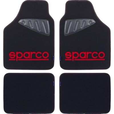 Sparco Set SPC19 kompletta universella golvmattor bilmatta svart/röd polyester Sparco Set SPC19 kompletta universella golvmattor bilmatta svart/röd polyester