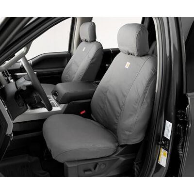 Covercraft Carhartt SeatSaver Custom Seat Covers Fits 2015-2018 Ford F-150 (excludes Raptor) 1st Row Bucket Seats, Duck Weave Gravel Covercraft Carhartt SeatSaver Custom Seat Covers Fits 2015-2018 Ford F-150 (excludes Raptor) 1st Row Bucket Seats, Duck Weave Gravel