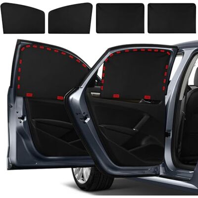 2win2buy Solskydd för sidofönster på bil, set om 4, med magnet och kardborrförstärkning, universellt UV-skydd för mörkläggning och integritet, bilgardiner för familj, baby, barn och camping 2win2buy Solskydd för sidofönster på bil, set om 4, med magnet och kardborrförstärkning, universellt UV-skydd för mörkläggning och integritet, bilgardiner för familj, baby, barn och camping