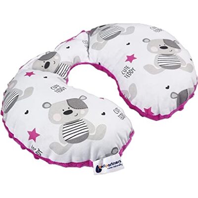 Medi Partners Nackkudde för Barn Bil Flygplan Baby 100% Bomull/Minky Nackstöd Huvudstöd Bilbarnstol Nackrulle Kudde (Nallebjörn med mörkrosa minky) Medi Partners Nackkudde för Barn Bil Flygplan Baby 100% Bomull/Minky Nackstöd Huvudstöd Bilbarnstol Nackrulle Kudde (Nallebjörn med mörkrosa minky)