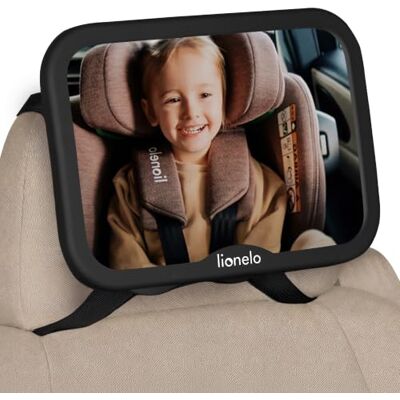 Lionelo Sett Baby Rear Seat Mirror, stor backspegel för att titta på barn i bilen, 360° vridbar, säker, okrossbar lämplig för alla bilar, enkel montering i nackstödet Lionelo Sett Baby Rear Seat Mirror, stor backspegel för att titta på barn i bilen, 360° vridbar, säker, okrossbar lämplig för alla bilar, enkel montering i nackstödet