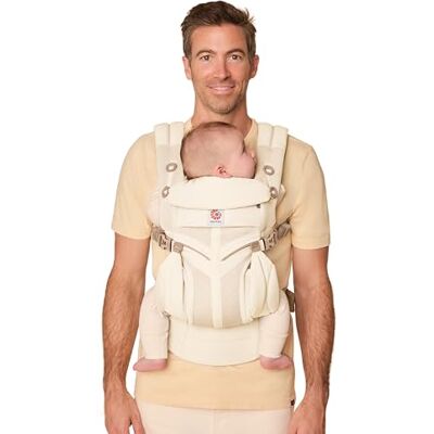 Ergobaby bärsele för nyfödda från födseln, babybärsystem Omni Classic Mesh, babybärväska magstöd ryggstöd, självlysande elfenben Ergobaby bärsele för nyfödda från födseln, babybärsystem Omni Classic Mesh, babybärväska magstöd ryggstöd, självlysande elfenben