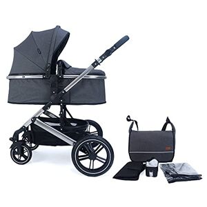 Pixini Neyla Kombi barnvagn med tygbad/buggy/skötväska/dryckeshållare/regnpresenning/myggnät/skötdyna (krom/antracit)