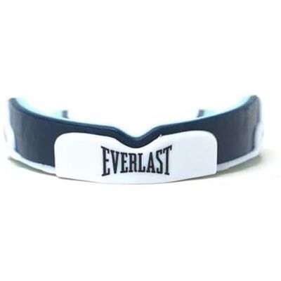 Everlast Evergel enkelt munskydd (marinblå/vitt) stötdämpande tandköttsskydd med 3-lagers ram, koka och bita design och förvaringsväska – autentisk utrustning Everlast Evergel enkelt munskydd (marinblå/vitt) stötdämpande tandköttsskydd med 3-lagers ram, koka och bita design och förvaringsväska – autentisk utrustning