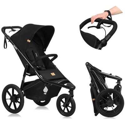 Lionelo AZURA Joggingbarnvagn från 6 månader till 22 kg trehjulingsvagn, justerbart ryggstöd i viloläge, stora pneumatiska hjul, komplett stötdämpning, XXL-skydd Lionelo AZURA Joggingbarnvagn från 6 månader till 22 kg trehjulingsvagn, justerbart ryggstöd i viloläge, stora pneumatiska hjul, komplett stötdämpning, XXL-skydd