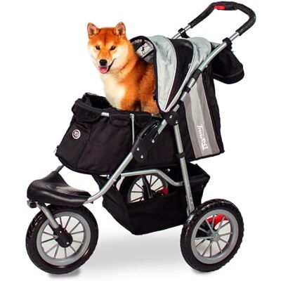 Innopet Dog Buggy Comfort EFA Eco Svart/Silver Enhandsvagn med icke-punkterande EVA-hjul, 25 kg viktkapacitet, 2 säkerhetsbitar, förvaringskorg och enkel att installera 3-hjulsdesign Innopet Dog Buggy Comfort EFA Eco Svart/Silver Enhandsvagn med icke-punkterande EVA-hjul, 25 kg viktkapacitet, 2 säkerhetsbitar, förvaringskorg och enkel att installera 3-hjulsdesign