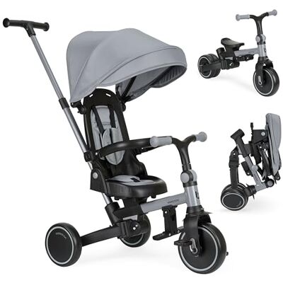 Kikka Boo KikkaBoo 8-i-1 ALUMA Trehjuling, Hopfällbar Evolutionär Barnvagn, Vändbar Sittplats, Justerbar Kappa, Aluminiumram, 5-punktsbälte, Barncykel 1–5 år, Grå Kikka Boo KikkaBoo 8-i-1 ALUMA Trehjuling, Hopfällbar Evolutionär Barnvagn, Vändbar Sittplats, Justerbar Kappa, Aluminiumram, 5-punktsbälte, Barncykel 1–5 år, Grå