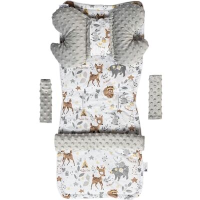 Medi Partners Sittdyna, barnvagn, buggy baby, sommar, barnstol, inlägg, universell – 5 delar bälteskudde lekbåge, barnvagnsset, babystol (REH med grå minky) Medi Partners Sittdyna, barnvagn, buggy baby, sommar, barnstol, inlägg, universell – 5 delar bälteskudde lekbåge, barnvagnsset, babystol (REH med grå minky)