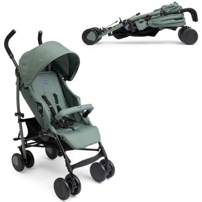 Chicco Echo Lite barnvagn, buggy från födseln upp till 22 kg, justerbart ryggstöd, rymlig sits, stötfångarmanschett, vikbart paraply, tvillingbromsar och svängbara framhjul, grön Chicco Echo Lite barnvagn, buggy från födseln upp till 22 kg, justerbart ryggstöd, rymlig sits, stötfångarmanschett, vikbart paraply, tvillingbromsar och svängbara framhjul, grön