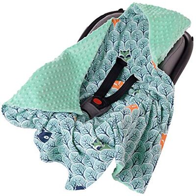 Medi Partners Slagtäcke 100% bomull 85 x 85 cm gosig filt för barnvagn babystol universell babyfilt dubbelsidig buggy bilstol (Skog med minzer Minky) Medi Partners Slagtäcke 100% bomull 85 x 85 cm gosig filt för barnvagn babystol universell babyfilt dubbelsidig buggy bilstol (Skog med minzer Minky)