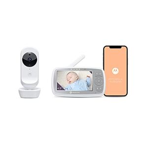VM44 Connect Wifi-babyvakt m. kamera 4,3tums (4.3inch) babyvakt m. video och HD-skärm Appen Motorola Nursery Mörkerseende, vaggvisor, mikrofon, rumstemperaturövervakning Vit