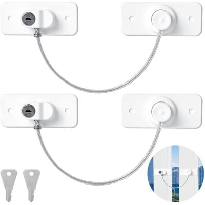 AiQInu 2 st kylskåpslås med nycklar, barnfönsterlås med klistermärke eller skruv, barnskåp hänglås för kylskåp, tvättmaskin, möbler, fönster AiQInu 2 st kylskåpslås med nycklar, barnfönsterlås med klistermärke eller skruv, barnskåp hänglås för kylskåp, tvättmaskin, möbler, fönster
