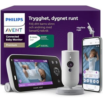 AVENT Philips Premium Connected Baby Monitor med app 1080p HD-kamera, sömn- och andningsspårning med AI, gråtöversättning, DEKRA-certifierad för högsta cybersäkerhet, väggfäste, SCD974/26 AVENT Philips Premium Connected Baby Monitor med app 1080p HD-kamera, sömn- och andningsspårning med AI, gråtöversättning, DEKRA-certifierad för högsta cybersäkerhet, väggfäste, SCD974/26