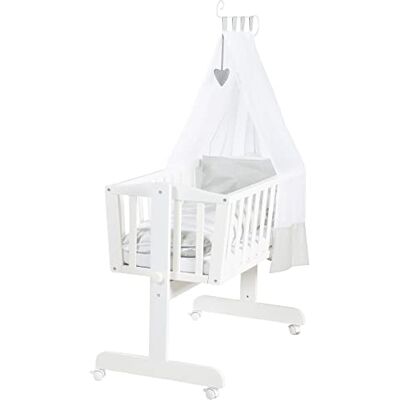 roba Babysäng 40 x 90 cm Heartbreaker Vagga & Babysäng Sänguppsättning komplett med låsfunktion Inklusive textilutrustning Trä vit roba Babysäng 40 x 90 cm Heartbreaker Vagga & Babysäng Sänguppsättning komplett med låsfunktion Inklusive textilutrustning Trä vit
