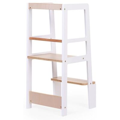 Childhome , Montessori Observation Tower, barns inlärningstorn, säkra, 2-höjdssteg, från 18 månader upp till 100 kg, naturvit Childhome , Montessori Observation Tower, barns inlärningstorn, säkra, 2-höjdssteg, från 18 månader upp till 100 kg, naturvit