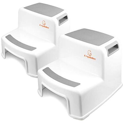 Angelbliss Dubbel höjd 2 stegspall för barn, mångsidig barnpall med halkfria mjuka grepp och säkra halkfria dynor, potträningspall för badrum, kök (grå 2-pack) (grå-2) Angelbliss Dubbel höjd 2 stegspall för barn, mångsidig barnpall med halkfria mjuka grepp och säkra halkfria dynor, potträningspall för badrum, kök (grå 2-pack) (grå-2)