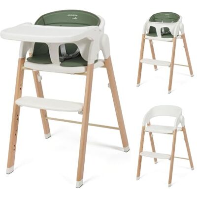 BABYLO Sit & Grow barnstol och barnstol med säker sele och fotstöd, avtagbart vadderat sätesfoder och bricka för enkel rengöring, vit och grön BABYLO Sit & Grow barnstol och barnstol med säker sele och fotstöd, avtagbart vadderat sätesfoder och bricka för enkel rengöring, vit och grön