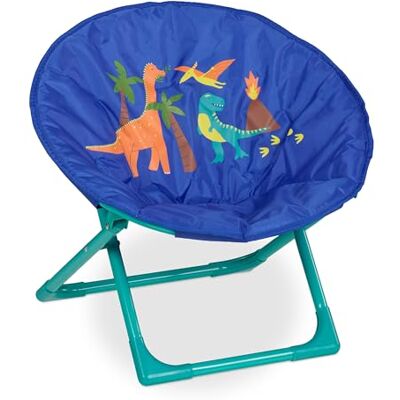 Relaxdays Moonchair barn, Dino, vikbar, H x B x D: 47 x 50 x 48 cm, barnstol utomhus och inomhus, barnstol, blå Relaxdays Moonchair barn, Dino, vikbar, H x B x D: 47 x 50 x 48 cm, barnstol utomhus och inomhus, barnstol, blå