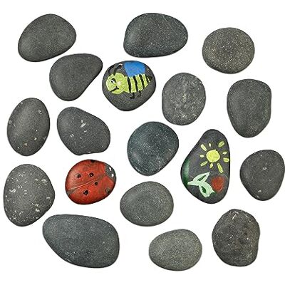 Relaxdays stenar för målning, platta dekorativa stenar, 2 kg måleristenar, pysselstenar barn och vuxna, 5–9 cm, mörkgrå Relaxdays stenar för målning, platta dekorativa stenar, 2 kg måleristenar, pysselstenar barn och vuxna, 5–9 cm, mörkgrå