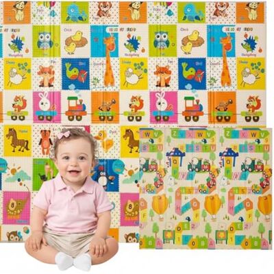 Edibaby , Baby väckarklocka, 180 x 150 cm, tjocklek 1 cm, barndesign, vadderad lekmatta i XPE, vändbar och vikbar, aktivitetsmatta för sovrum Edibaby , Baby väckarklocka, 180 x 150 cm, tjocklek 1 cm, barndesign, vadderad lekmatta i XPE, vändbar och vikbar, aktivitetsmatta för sovrum
