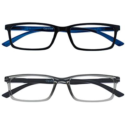 OPULIZE Se 2-pack blåljusblockerande glasögon svart grå datorspel anti-bländning män kvinnor BB9-17 +0,00 OPULIZE Se 2-pack blåljusblockerande glasögon svart grå datorspel anti-bländning män kvinnor BB9-17 +0,00