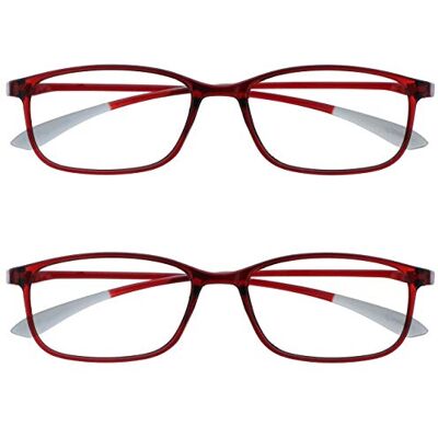 OPULIZE Ice 2-pack superlätta läsglasögon kristall röda kvinnors mäns vårgångjärn RR61-Z +3,00 OPULIZE Ice 2-pack superlätta läsglasögon kristall röda kvinnors mäns vårgångjärn RR61-Z +3,00
