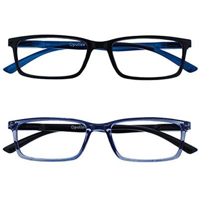 OPULIZE Se 2-pack blåljusblockerande glasögon svart blå datorspel anti-bländning män kvinnor BB9-13 +0,00 OPULIZE Se 2-pack blåljusblockerande glasögon svart blå datorspel anti-bländning män kvinnor BB9-13 +0,00