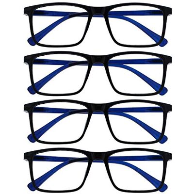 OPULIZE Bläck 4-pack distansglasögon kortsiktade stora svarta män kvinnor MMMM4-1 -2,50 OPULIZE Bläck 4-pack distansglasögon kortsiktade stora svarta män kvinnor MMMM4-1 -2,50
