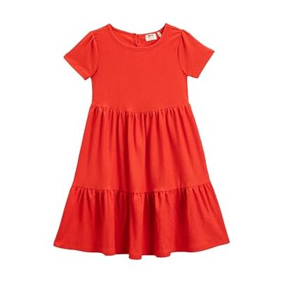Koton flickor Basic Midi Dress Short Sleeve Round Neck Tiered Klänning Koton flickor Basic Midi Dress Short Sleeve Round Neck Tiered Klänning