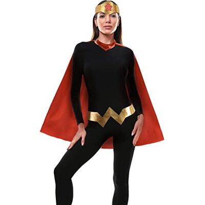 Ciao Wonder Woman Cape disguise girl official DC Comics (One size adult) with belt and tiara Ciao Wonder Woman Cape disguise girl official DC Comics (One size adult) with belt and tiara