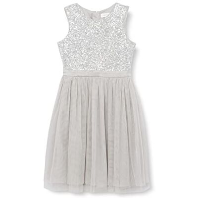 Maya Deluxe Midi klänning för flickor paljetter utsmyckad fest tutu brudtärnor bröllop med bältesrosett, Mjuk grå, 5-6 År Maya Deluxe Midi klänning för flickor paljetter utsmyckad fest tutu brudtärnor bröllop med bältesrosett, Mjuk grå, 5-6 År
