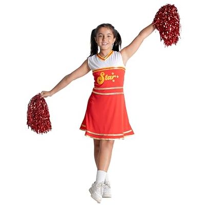 Ciao Cheerleader utklädnad för flickor (storlek 10–12 år) med pom poms, röd Ciao Cheerleader utklädnad för flickor (storlek 10–12 år) med pom poms, röd