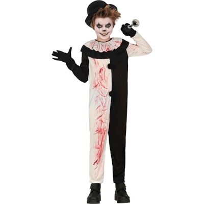 FIESTAS GUIRCA Barns skrämmande clowndräkt (5–6 år) Jumpsuit Clown och Circus kostymer för halloween, karneval och maskeradfester perfekt för barn svart och vitt FIESTAS GUIRCA Barns skrämmande clowndräkt (5–6 år) Jumpsuit Clown och Circus kostymer för halloween, karneval och maskeradfester perfekt för barn svart och vitt