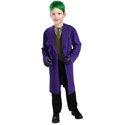Rubie's Rubies JOKER barndräkt DC Comics officiella storlek 8–10 år (L) kostym med lång jacka och integrerad tryckt T-shirt för Halloween, karneval, jul Rubie's Rubies JOKER barndräkt DC Comics officiella storlek 8–10 år (L) kostym med lång jacka och integrerad tryckt T-shirt för Halloween, karneval, jul