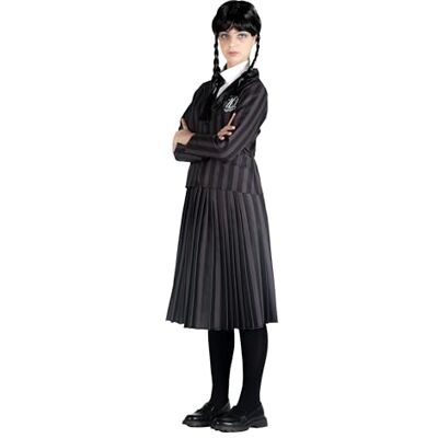 Ciao Wednesday Addams Nevermore Academy school uniform costume disguise fancy dress girl official Wednesday (Size 8-10 years) with wig Ciao Wednesday Addams Nevermore Academy school uniform costume disguise fancy dress girl official Wednesday (Size 8-10 years) with wig