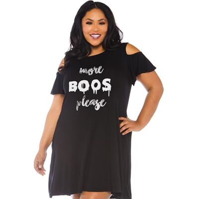 Leg Avenue 86768X Jersey Kleid mit "More Boos" Applikation, Plus Größe 1X/2X (EUR 46-50)(Schwarz) Leg Avenue 86768X Jersey Kleid mit "More Boos" Applikation, Plus Größe 1X/2X (EUR 46-50)(Schwarz)